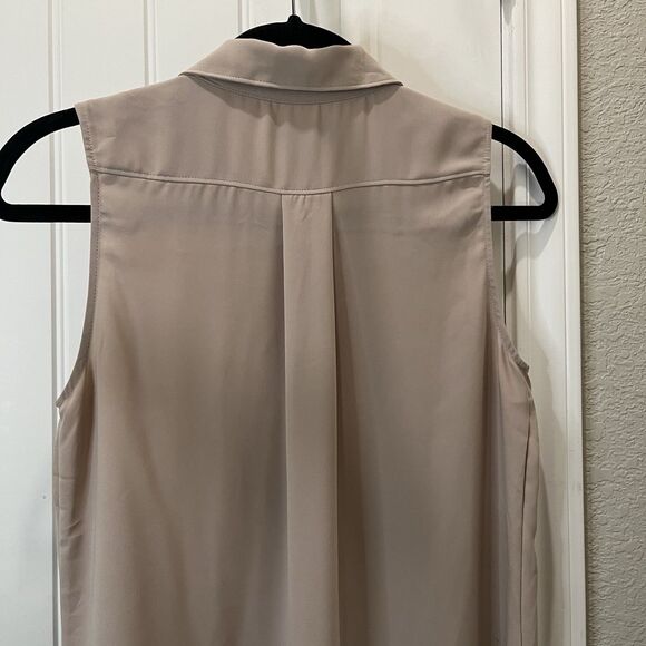Rachel Zoe Tan Button Up Sleeveless Tunic Top Blouse Womens Size S Collared - Picture 8 of 10